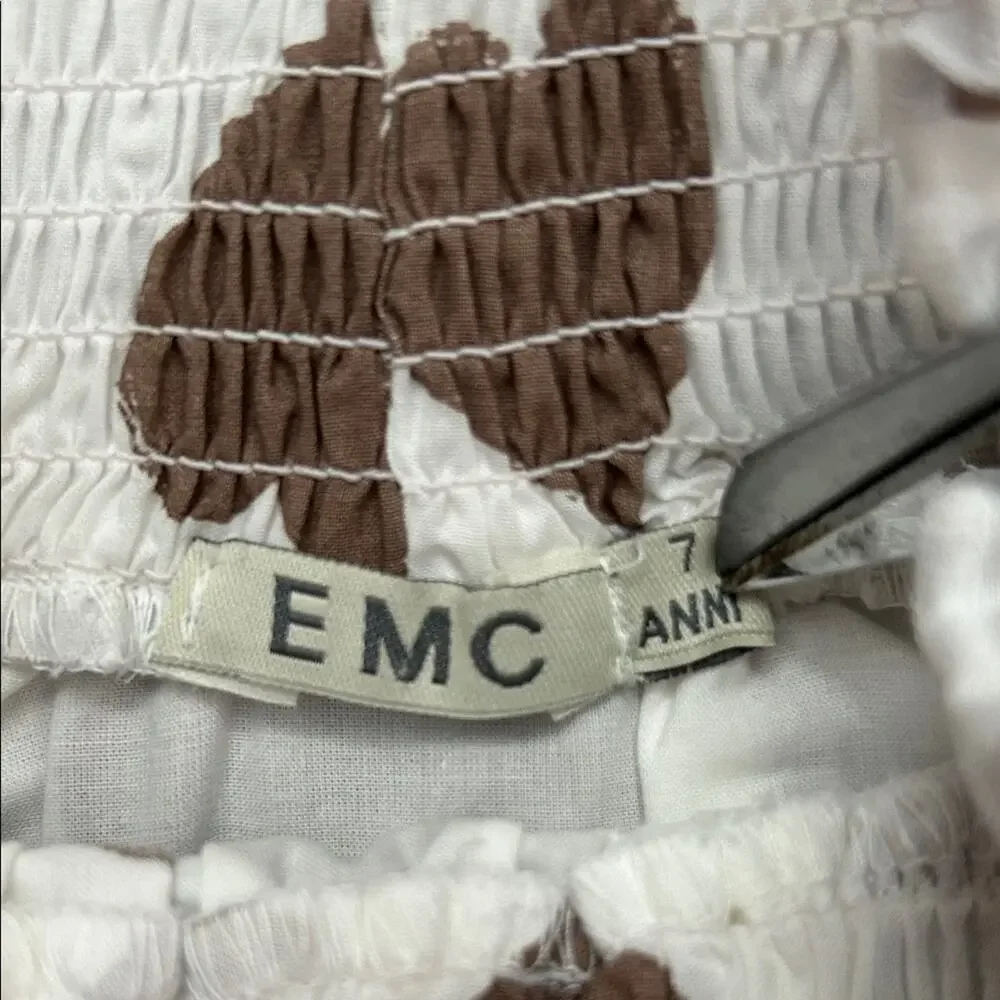 EMC White Tiered Skirt with Brown Heart Pattern, Size 7